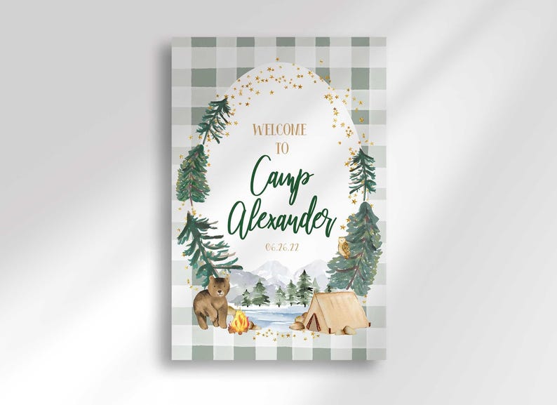 Camper First Birthday Welcome Sign: Editable Camp Theme (Digital Download) image 2