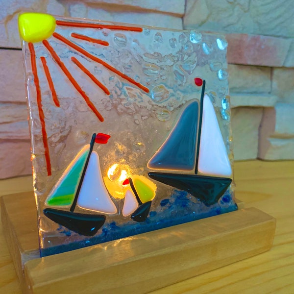 Fused Glass Sailboat Etsy