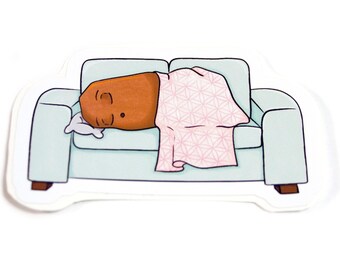 Sleeping couch potato sticker, cute die cut potato sticker