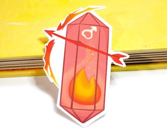 Mars flame arrow sticker, red crystal sticker with flame and bow