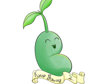 Bean sprout keep growing positivity vinyl sticker