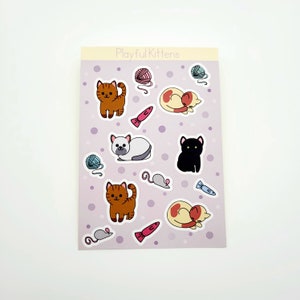 Cute kittens and yarn ball sticker sheet