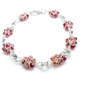 Red and silver wire wrapped star bracelet image 5