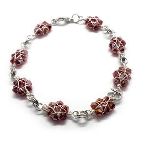 Red and silver wire wrapped star bracelet image 9