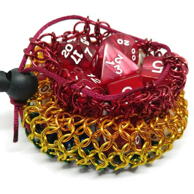 Dungeons and Dragons Rainbow chainmail dice bag
