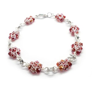 Red and silver wire wrapped star bracelet image 2