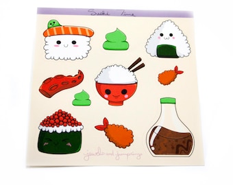Cute Japanese food Sushi sticker sheet
