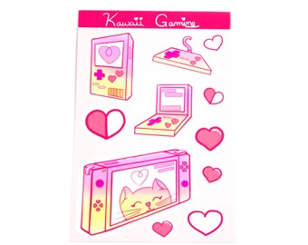 Kawaii Gaming Sticker Sheet: Hand-Drawn Game Stickers