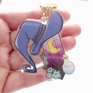 Witchy Acrylic Keychain: Sparkle Kawaii Witch Hat Charm