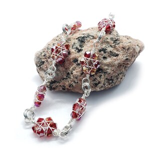 Red and silver wire wrapped star bracelet image 7