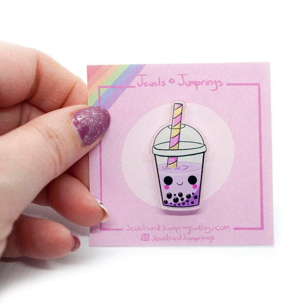 Bubble tea acrylic pin, Kawaii food pin, Cute arcylic pin