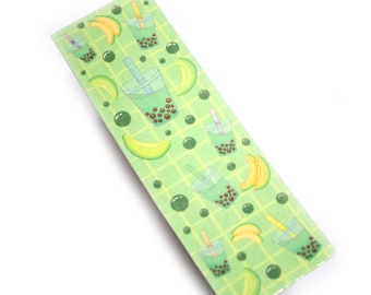 Melon bubble tea bookmark, cute boba bookmark, food bookmark, kawaii bookmark, bookmark for kids, bookmark for girls, bookmark gift