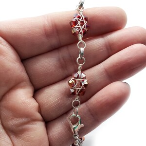 Red and silver wire wrapped star bracelet image 3