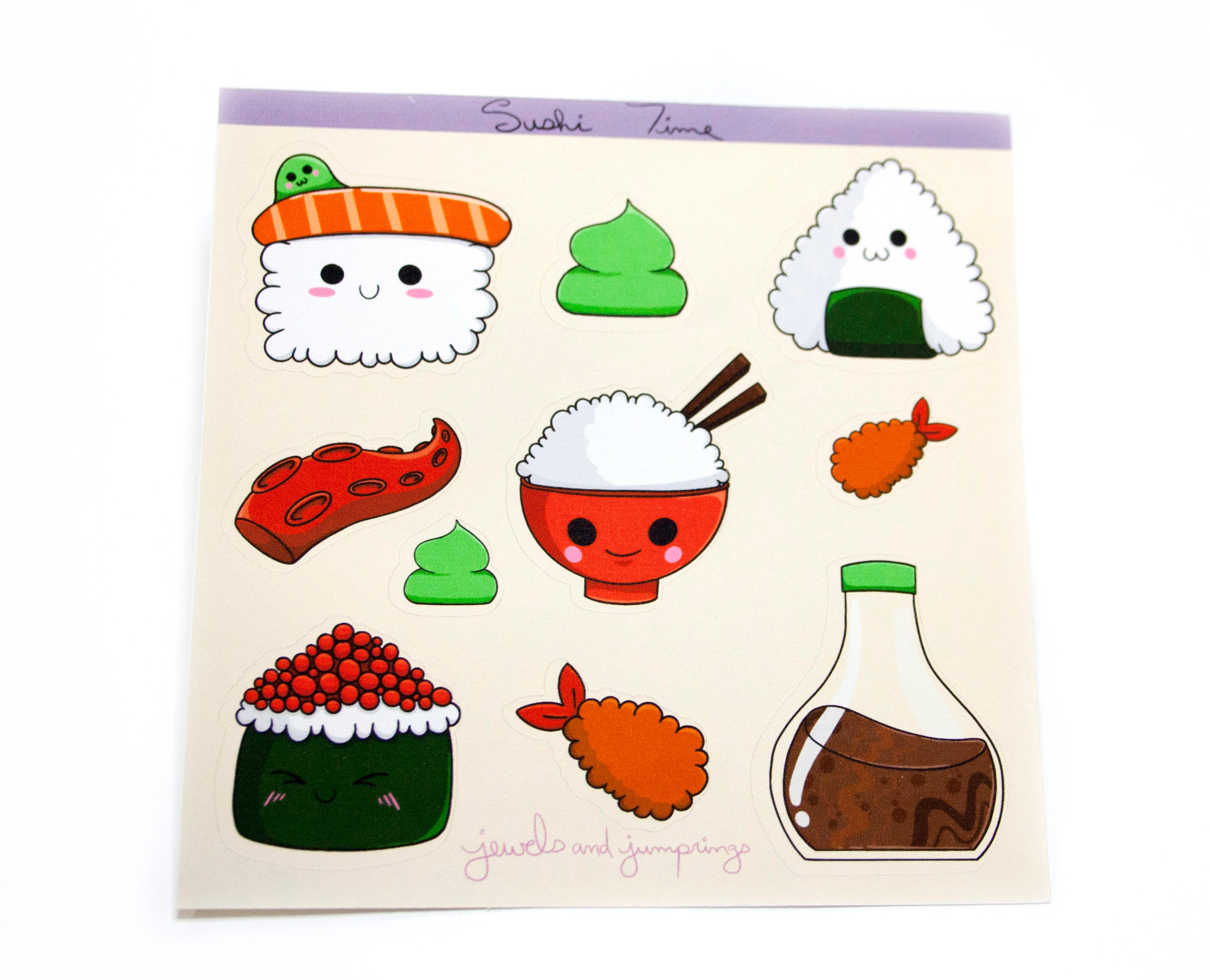 Cute Sushi Sticker Sheet - Kawaii Food Stickers - Etsy