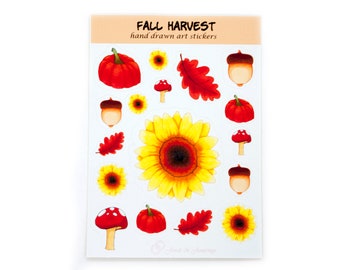 B Grade Fall Harvest planner stickers, Autumn journal sticker sheet, Sticker set