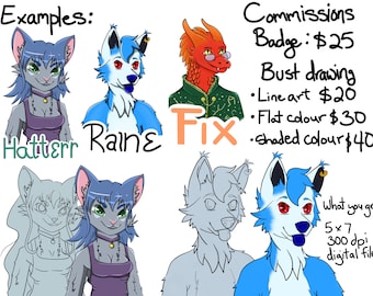 Custom Fursona Art Commission, Furry OC, Digital Badge