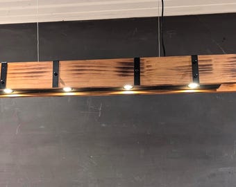 Wood Beam Lights, Vintage Wood Beam Spot Lights Light Fixture, Rustic Lighting, Pendant, Hanging, Farmhouse, Industrial