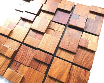 Handmade Rosewood 3D Wall Tiles: Luxurious Wooden Wall Art (11 PCS)