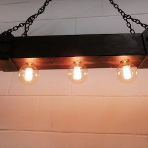Rustic Pine Beam Chandelier: 4-Light Farmhouse Hanging Fixture