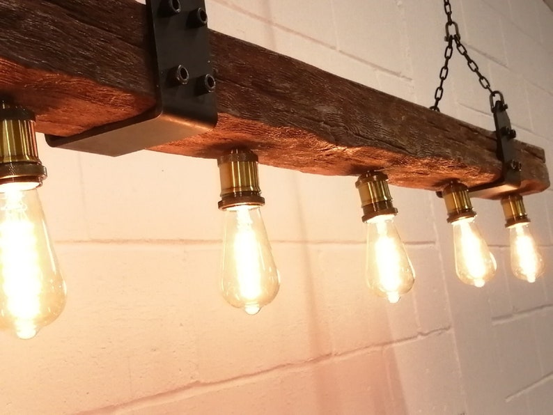 Faux Wood Beam Lights 5x Lamp Holders Wooden Beam Light Etsy UK