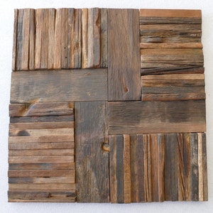 1 sqm (11 Tiles) Natural Wood Mosaic, Rustic Wood Tiles, Headboard Art, Reclaimed, Decorative Tiles, Old, Farmhouse, Handmade, Decor