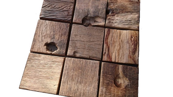 Reclaimed Wood Wall Tile Mosaic Tiles Natural Wood Wall Decor Rustic Tiles
