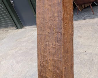 RSJ Oak Faux Wood Ceiling Beam: 4m Hand Hewn PU Beam, Large Fake Wood Beam For RSJ