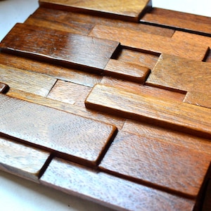 11x tiles (1sqm) Wood Wall Coverings, Cladding, Reclaimed, Decorative Wall Panels, Wooden Wall Decor, Tiles, Wooden Mosaic, Handmade Tiles