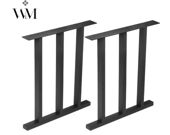 Gambe per tavolo in acciaio nero a forma III: sala da pranzo, cucina, riunione - Set da 2