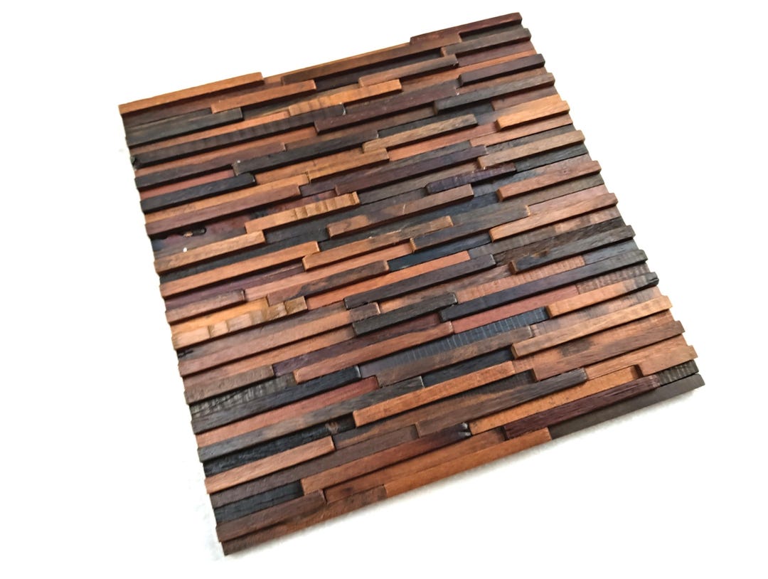 Natural Wood Tiles, Rustic 3D Mosaic Wall Decor (1sqm) - Etsy