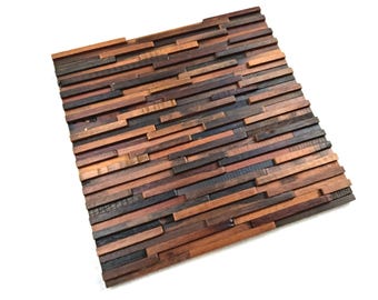 Natural Wood Tiles, Rustic 3D Mosaic Wall Decor (1sqm)