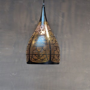 Pendant Light, Moroccan Black Metal Pendant Lights, Moroccan Style Pendant Light, Iron, Lamp Shade, Pear, Farmhouse, Free 40w Bulb