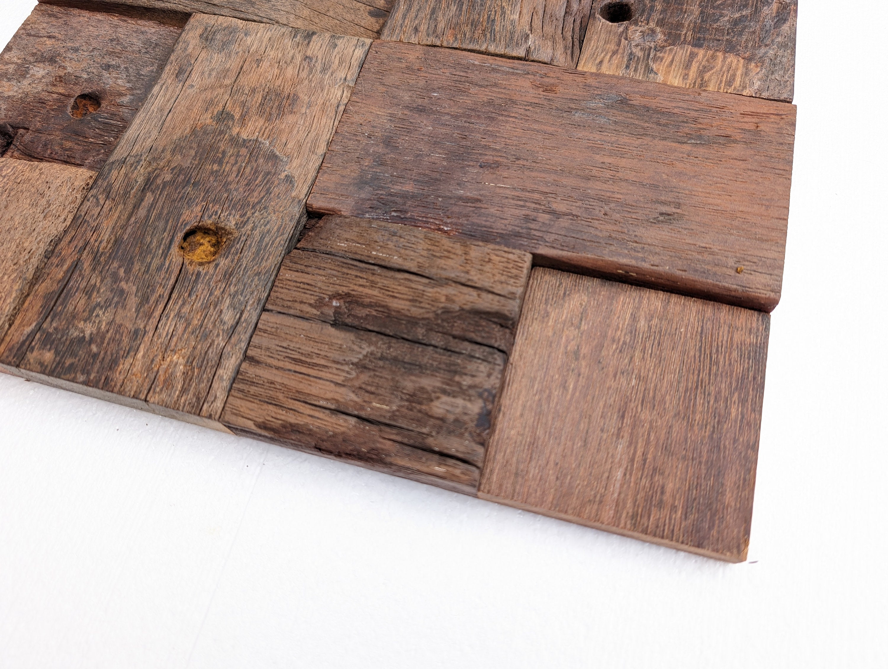 Handmade Reclaimed Wood Wall Tiles: Rustic Farmhouse Decor (1sqm) - Etsy
