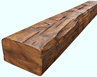 Faux Aged Oak Ceiling Beam, Hand Stained, Hand Hewn PU Farmhouse Style