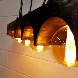Industrial Copper Chandelier, Suspended Beam, Beam Light Fixture, Rustic Lighting, Pendant, Hanging, Farmhouse, Industrial Style Lights