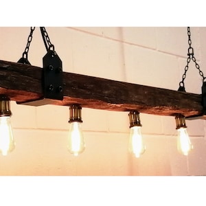 wood beam light, wood beam susended light with filament bulbs, decorative rustic beam lights, wood beam with bulbs