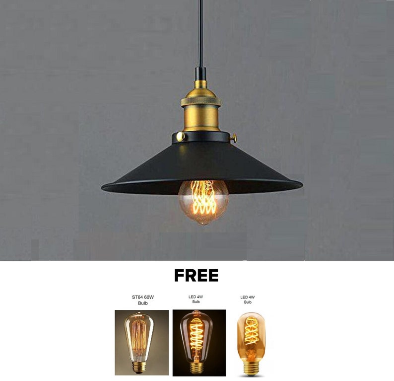 Industrial Style Pendant Lights Chandelier Ceiling Black Metal Lamp Shade Iron Farmhouse Loft Retro Country Comes With Free Bulb