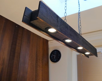 Rustic Wood Beam Chandelier: Farmhouse Spot Lights