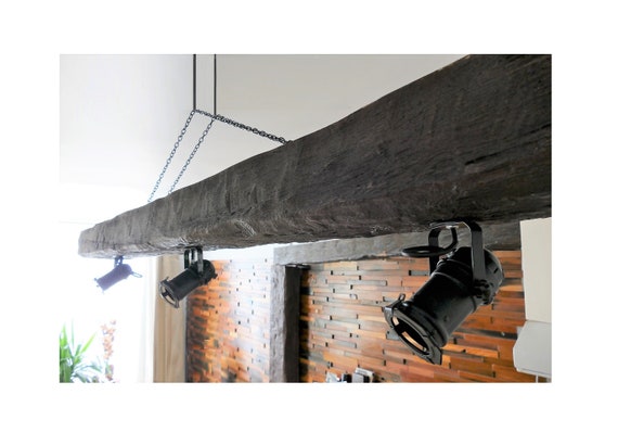 2m Long Suspended Wood Beam Lights Decorative Faux Wood Pendant Ceiling Light Fixture Lighting Farmhouse Pendant Hanging