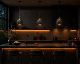 Emerald Green Metal Pendant Light: Moroccan Lamp Shade