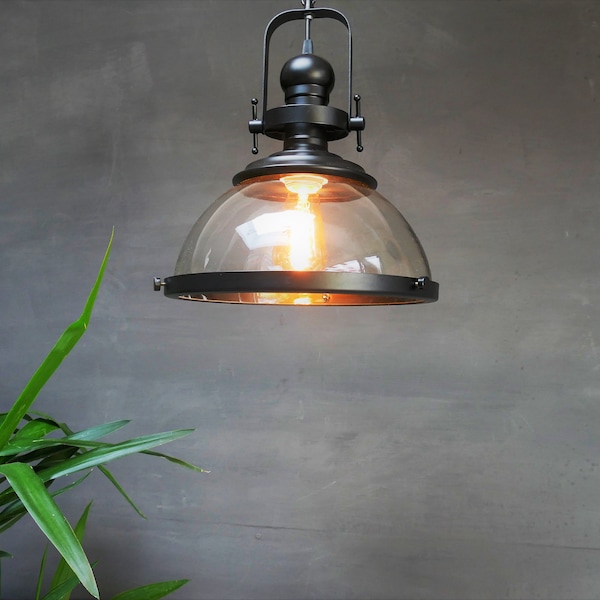 Pendant Light, Industrial Pendant Lights, Vintage, Globe, Metal Glass Lights, Farmhouse, Industrial Light, Country, Free 40w Filamanet Bulb