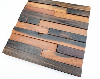 11x Reclaimed Wood Wall Tiles, Rustic 3D Panels (1sqm)