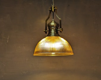 Glass Pendant Light: Brass, Farmhouse Lighting