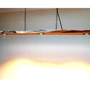 Reclaimed Yew Wood Slab Pendant Light With 3x Recessed LED 5w Spotlights, Decorative Wood Spot Lights, Rustic, Ceiling, Pendant