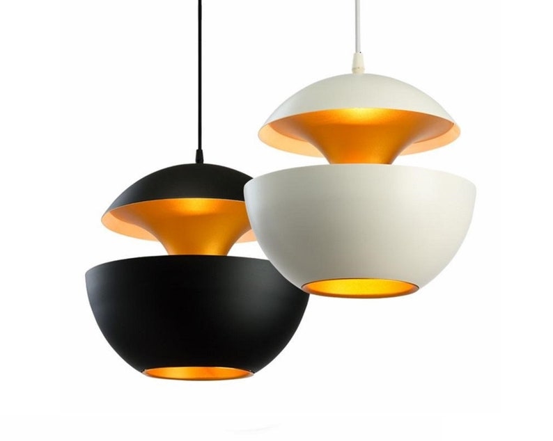 Modern Stylish Metal Ball Pendant Lights Round Shape Amber Chandelier Ceiling Black Lamp Shade Free 6w Led Bulb