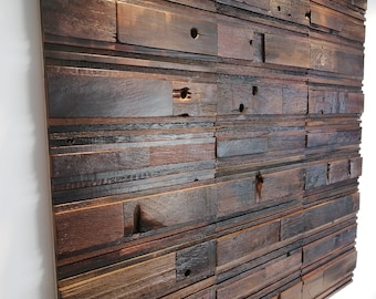 3D Reclaimed Wood Mosaic Wall Art Panels: Handmade Wall Decor