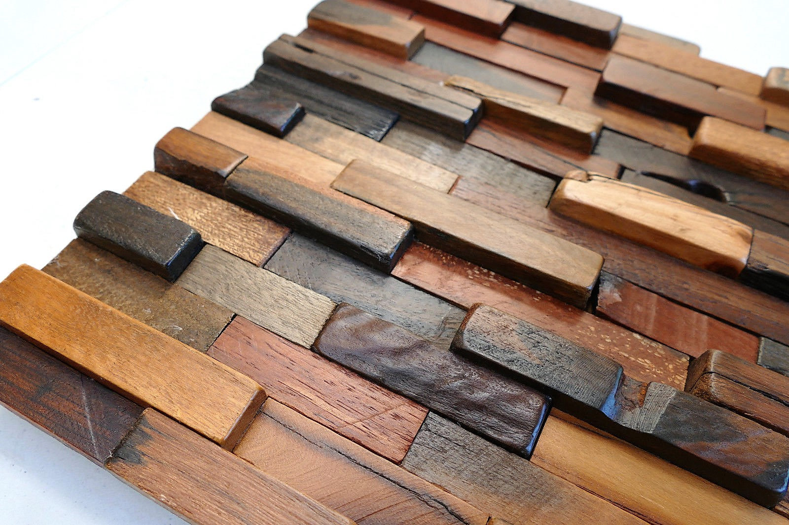 Wall Tile, Wooden Wall Tiles, Wall Cladding, Mosaic Wall Art, Reclaimed Wall Tiles, Decorative Logs, 3D, Handmade Stunning Wall Panels