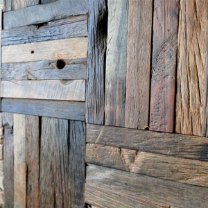Reclaimed Wood Parquet Tiles: Rustic Mosaic Wall Decor, Handmade