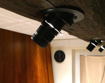 Faux Wood Beam Spotlight: Suspended Gallery Lighting