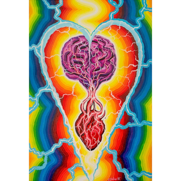 Heart Brain Coherence | Visionary art by @idrawmypassion | Intuitive Energetic Painting | Print on canvas